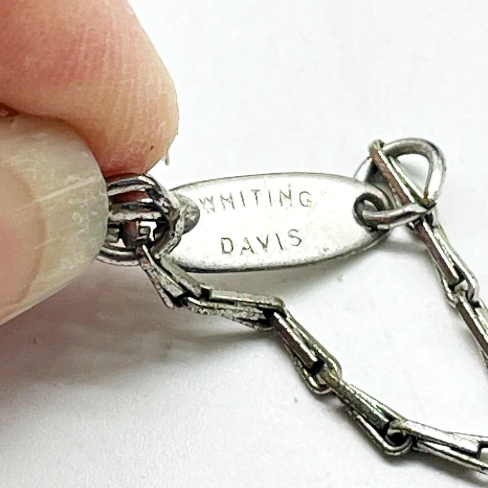 Signed Whiting and Davis Necklace Silver Tone Snake Chain Vintage Classic